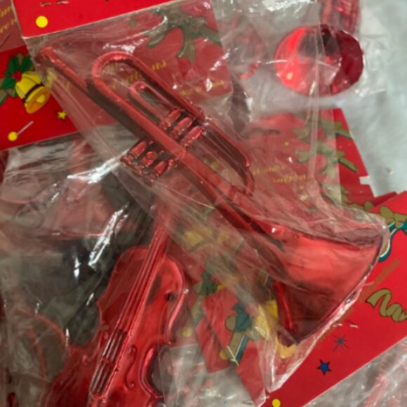 Vintage Christmas musical instruments decorations violin French horn trumpet - Picture 3 of 3